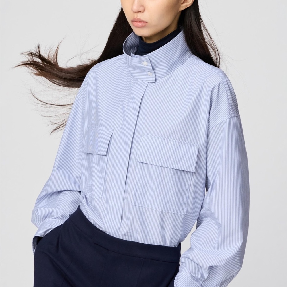 Uniqlo Light Blue Striped Button Down Shirt